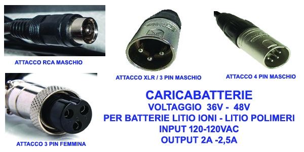 Carica Batterie 36V batteria Lifepo connettore RCA bici elettrica cover  alluminio » Cicloone