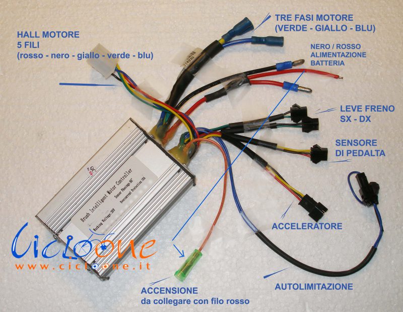 schema centralina 36V con chiave accensione accelleratore