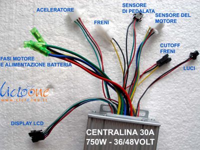 centralina 750W 30A bici elettrica 36-48V