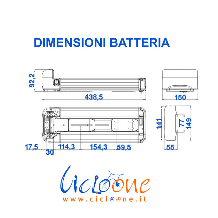 dimensioni batteria 36V