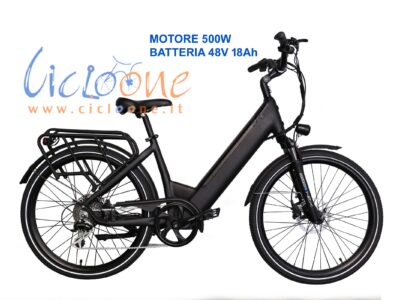 Bici elettrica motore 500W telaio nero