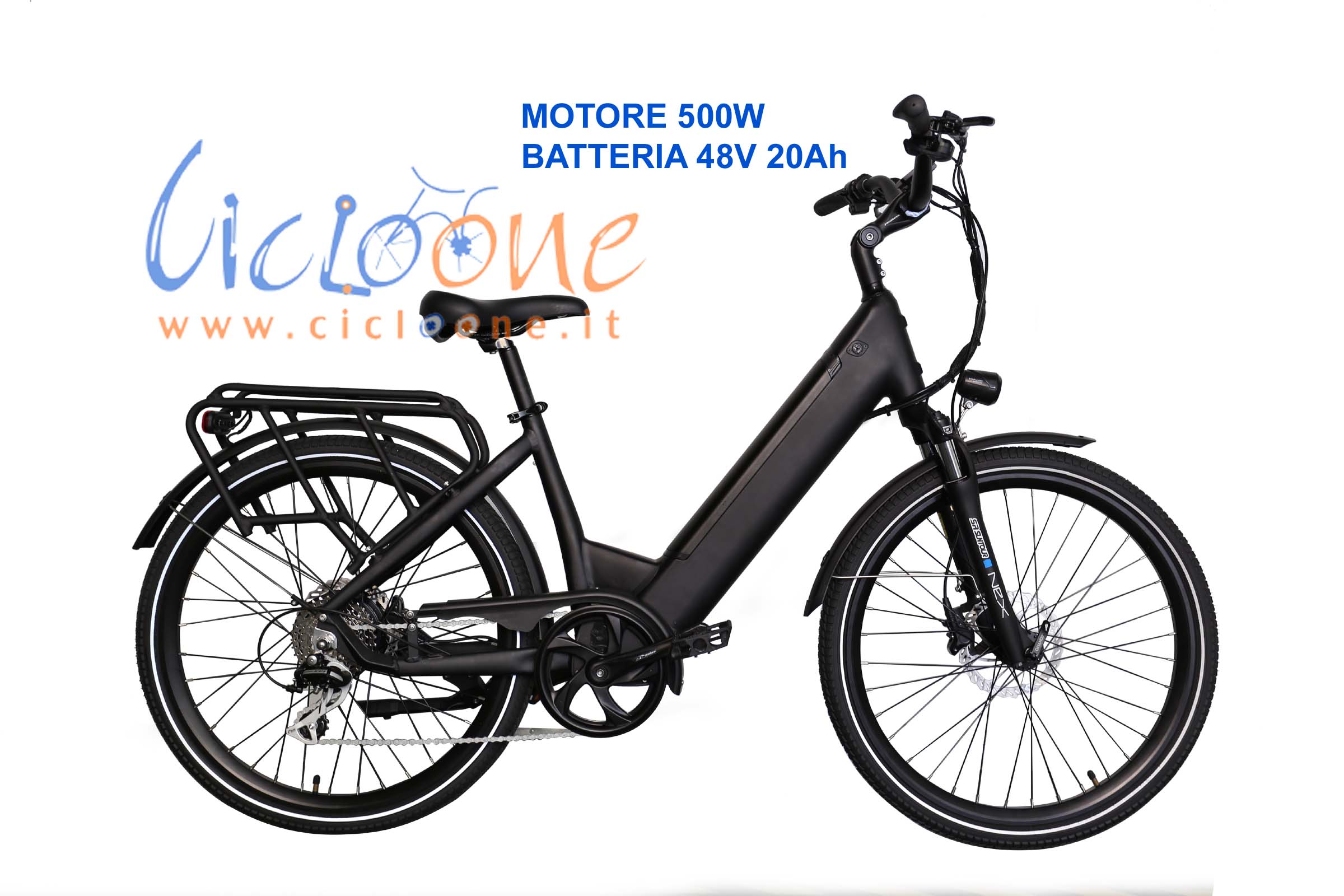 Bici elettrica motore 500W telaio nero